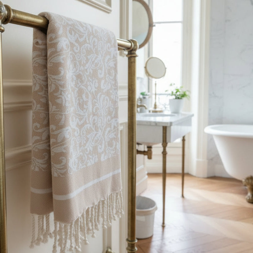 Fleurs Fouta Towel - Damask Weave 100% Cotton