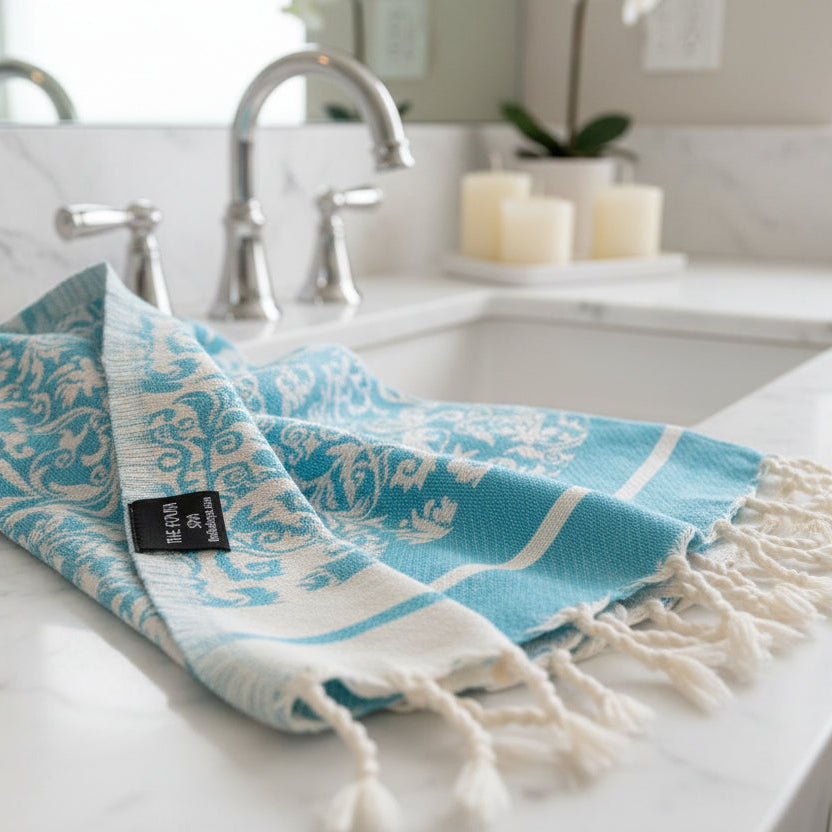 Fleurs Fouta Towel - Damask Weave 100% Cotton