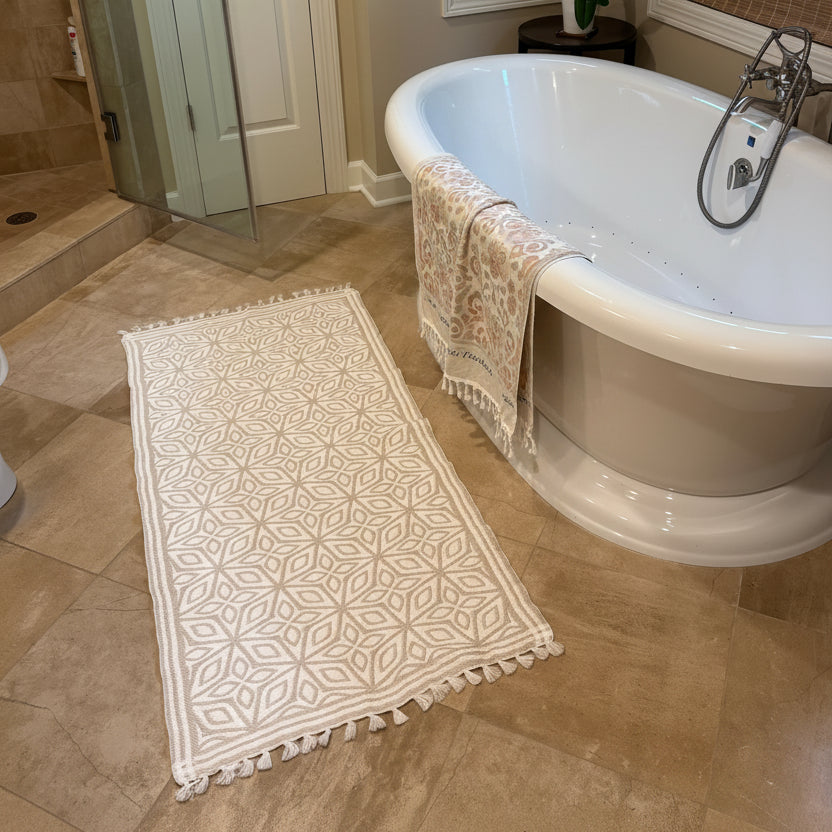 Fleurs Fouta Towel - Damask Weave 100% Cotton